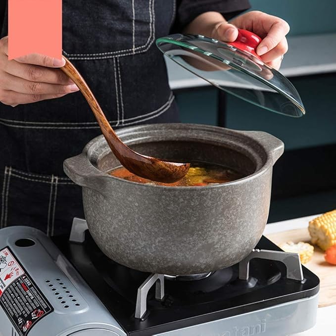 Casserole Home Not-Stick Stcasserole Dish with Glass Lid,Round Ceramic Casserole,Heat-Resistant Slow Stew Pot,Nutrition Clay Stockpot Soup Pot Open Fi