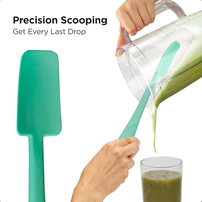 Kitchen Mama WaltzGrip Platinum Silicone Jar and Can Spatula Utensil Set: Heat-Resistant, Nonstick Scraper, Scooping, Perfect for Smoothies, Jam, Cream, Peanut Butter, Dishwasher Cooking Gadget (Teal)