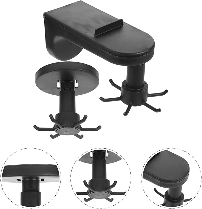 2pcs Wall Mounted Kitchen Utensil Hooks Multi-Functional 6-Claw Rotating Adhesive Hanger Black for Hanging Cooking Tools Under Cabinet Storage