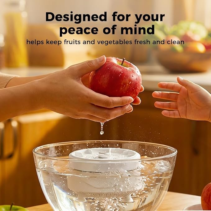 Produce Cleaner, Fruit and Vegetable Washing Machine, With Microbubble Electrolysis, 5-Min Auto Cleaning, Ipx7 Waterproof Cordless Device for Berries & Meat for Fruits, Vegetable & More (A)