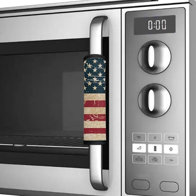 6 Pieces Refrigerator Door Handle Covers, Appliance Gloves Non-Slip for Ovens Dishwashers Keep Kitchen Appliance Clean for Indoor Home Decoration, American Flag Retro