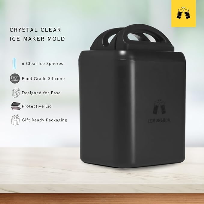 LEMONSODA Collins Ice Cubic Mold Maker - 6 Spears - 100% Clear - For Highball, Collins, Drinking Glasses - Gift Box | Easy-Made Cubic | Food-Grade Premium Silicone | Dishwasher-Safe