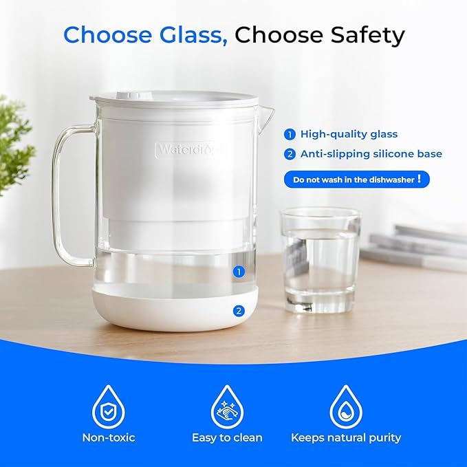 Waterdrop Glass Water Filter Pitcher with 1 Filter, Eco-Friendly, with NSF 53&42&372 Certified Filter, & Waterdrop 200-Gallon Long-Life 40-Cup Large Water Filter Dispenser with 1 Filter