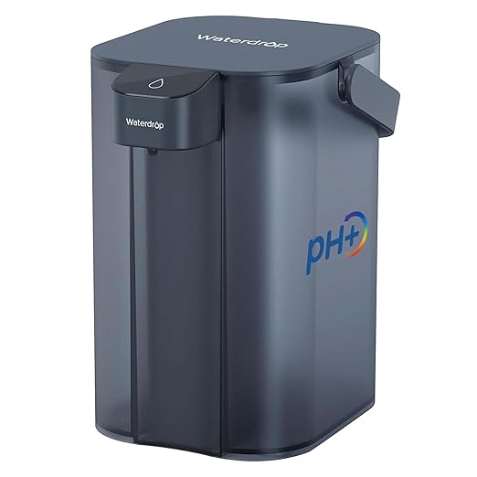 Waterdrop ED01AB Electric Water Filter Pitcher, Alkaline Rechargeable Water Dispenser, with 1 Filter, Instant 200-Gallon 15-Cup Countertop Purifier, Reduce PFOA/PFOS, Chlorine, Lead, Blue