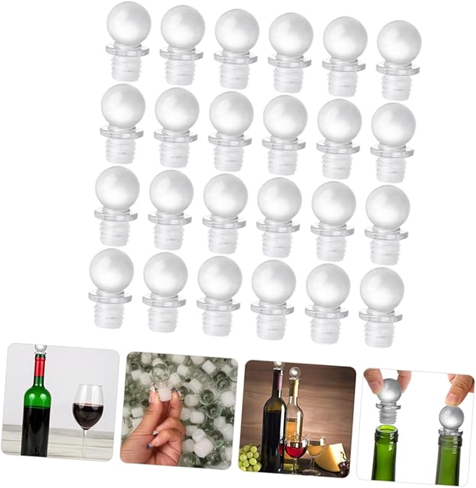 MAGICLULU 24pcs Glass Ball Wine Stoppers Decorative Container Stopper Aroma Dispenser Oil Bottle Wine Tasting Party Supplies