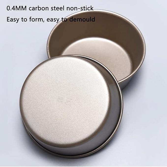 Round Metal Baking Mold,set Fixed Bottom Non Stick Cake Baking Supplies,for Egg Tart Hamburger Bun Oven Kitchen Bakery Molds (Color : Gold, Size : 5 pieces4.1×1.5inch)