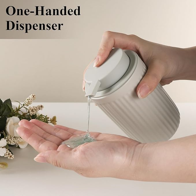 BosilunLife Dish Hand Soap Dispenser - Liquid Pump Soap Dispenser for Bathroom Decro 12oz Ceramic Kitchen Dish Dispenser with Rust-Proof Liquid Pump Modern Refillable Lotion Bottles