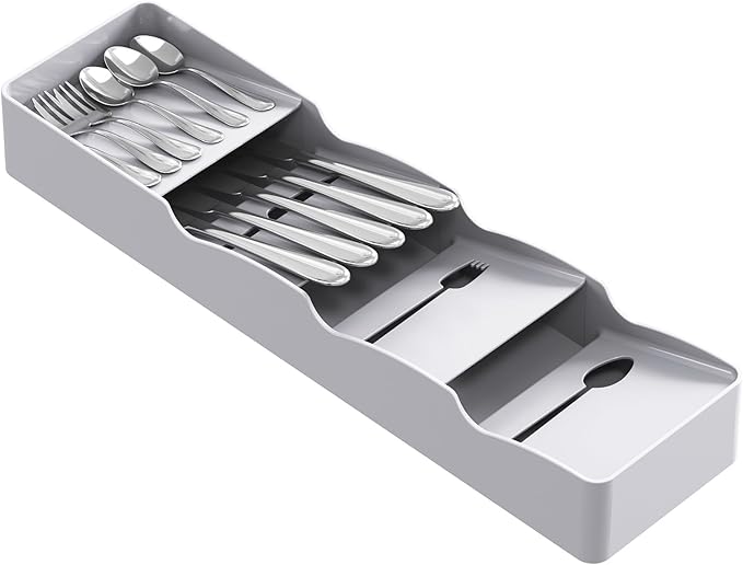 Lifewit Utensil Organizer for Kitchen Drawer,Narrow Silverware Tray for Kitchen Drawers, Bamboo Cutlery Silverware Flatware Holder