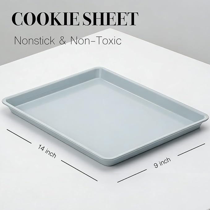 Cookie Sheets for Baking 18x13", Half Ceramic Baking Sheet, Non-Stick & Non-Toxic Ceramic Coating, 2.2mm Thick Aluminum Oven Trays for Cooking, PTFE & PFOA Free