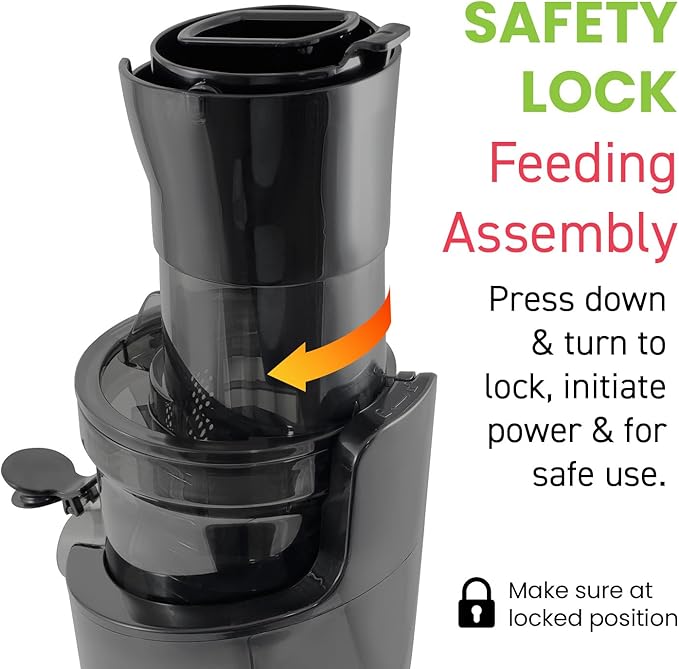 Elite Gourmet EJX017 Whole Fruit 3” Feeding Chute, Dynamic Masticating Slow Juicer, High Yield Cold Press Juice Extractor, Nutrient and Vitamin Dense, Easy to Clean, 27 oz Juice Cup, Black