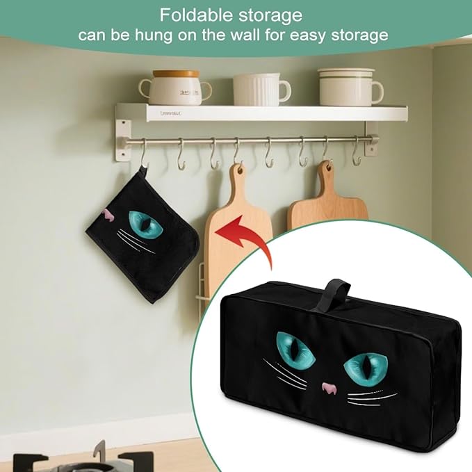 Black Cover for 2 Slice Slim Toaster Cat Face Toaster Cover 2 Slice Long Slot, Heat Resistant Lightweight Small Appliance Covers, Easy to Clean Bread Machine Protector
