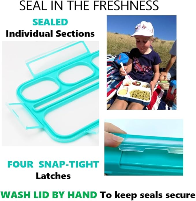 Bento Lunch Box and Snack Container Value Set| Meal Planning Portion Containers for Kids or Adults, School or Work | BPA Free | Microwave Safe | Utensils | 4 Pack, Large and Mini, Blue + Navy