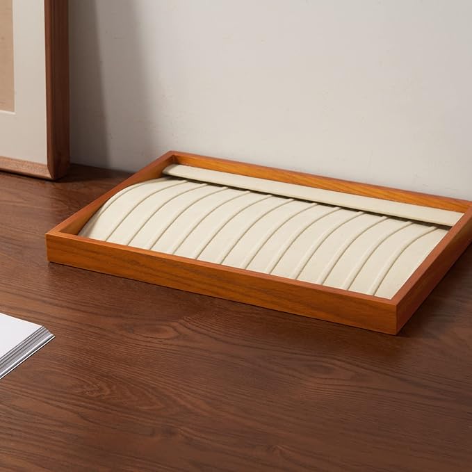Oirlv Wood 13 Grids Necklace/Bracelet/Pendant Display Tray Jewelry Drawer Organizer Stackable Jewelry Trays (Creamy-white)