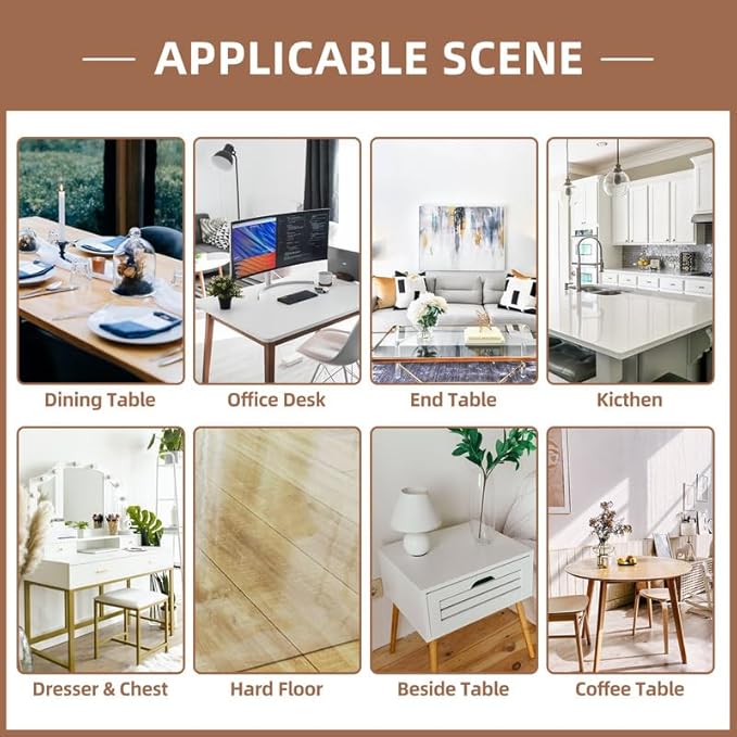 Warmstar Clear Table Cover Protector 16 x 48 Inch,1.5mm Thick Plastic Table Cover Rectangle,PVC Clear Table Protector,Desk Protector Mat for Kitchen, Dresser, Writing Desk，Dining Room Table