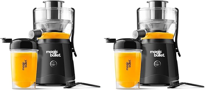 Magic Bullet® Mini Juicer,Countertop Space-Saving,2" Feed Chute for Fruits and Vegetables,400W,16oz Cup,Compact Design,Black,MBJ50100AK,(Pack of 2)