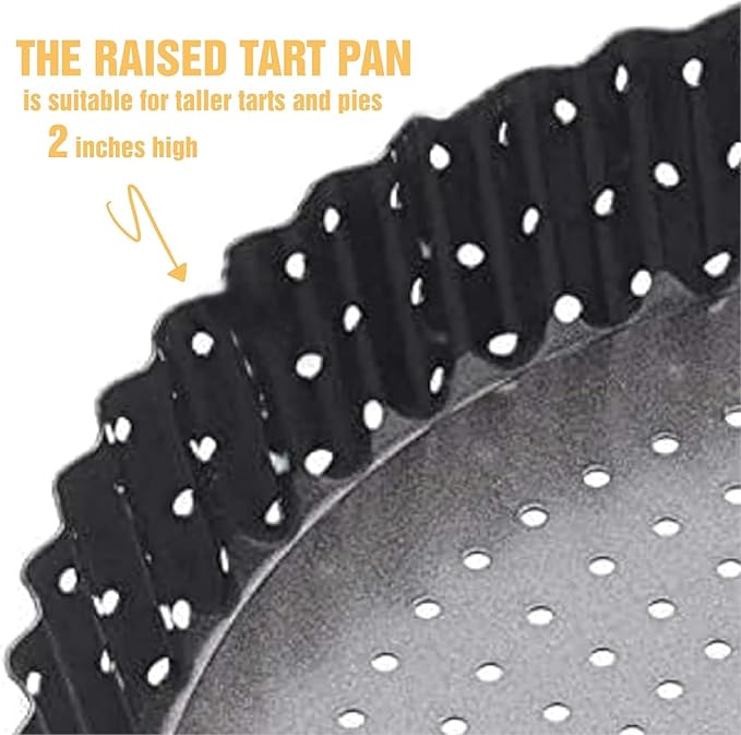 Deep Dish Quiche Lorraine Pie Pan - 7.87 inch Tart Pans with Removable Bottoms - Apple Pie Pan - 7.87 inch Tarte Tatin Pan - Deep Dish Pie Crust - Quiche Baking Dish