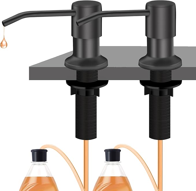 Sink Soap Dispenser, Kichen Sink SoapDispenser, 47" Extension Tube kit, Under Sink Soap Dispenser Pump, No Need More Refills （Gray-2 Pack）