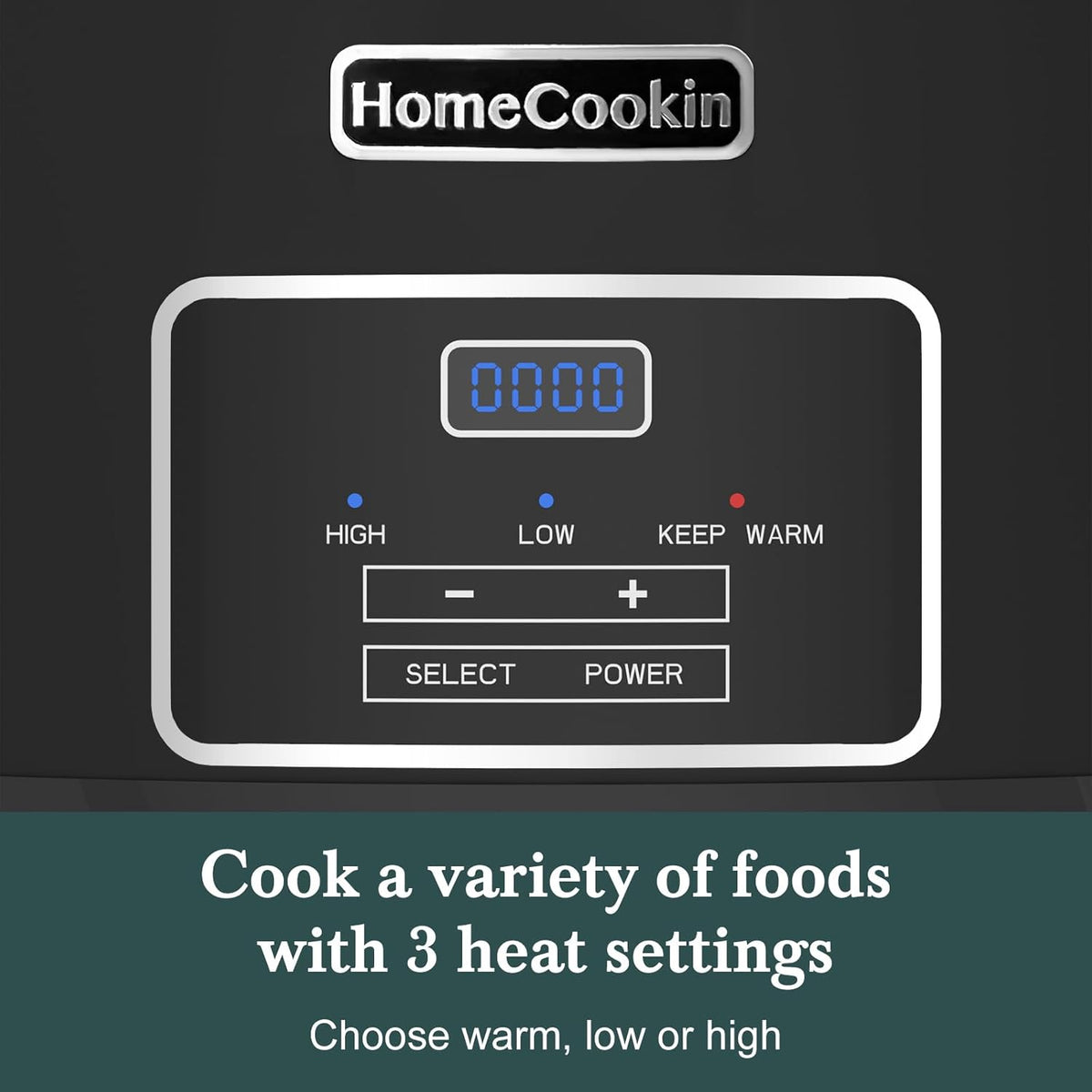 HOMECOOKIN 8-Quart Programmable Slow Cooker with Timer Keep Warm - Small Kitchen Appliance for Family Dinners - Serves 6+ People (Black)