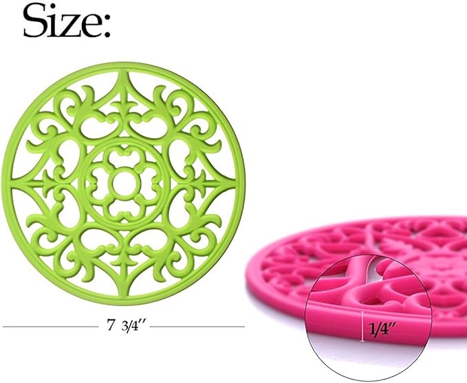 ME.FAN Trivets for Dishes/Pots/Pans, 3 Pcs Silicone Mats, Flexible/Durable/Non Slip Hot Pads to Protect Table and Counter Top (Deep Blue)