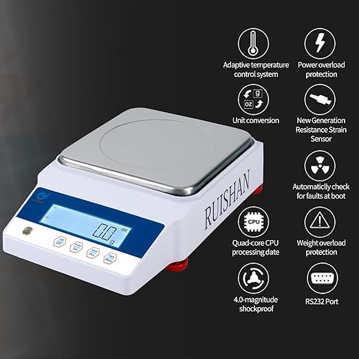Large Range 10kg x 0.1g Precision Lab Balance Scale Grain/Gram Scale Scientific Scale Calibrated Scale Industrial Laboratory Weighing and Counting Scale Table Top Scale | for Lab, Jewelry