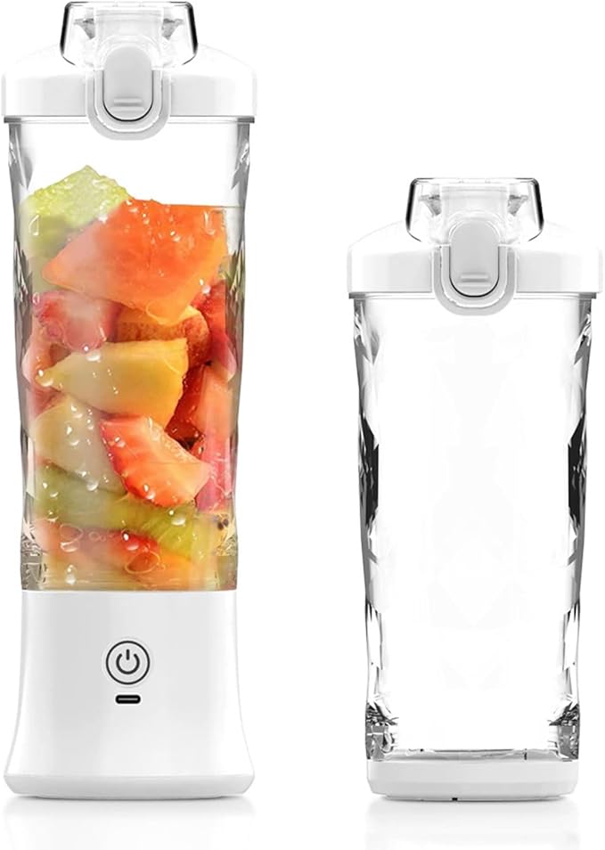 Portable Blender 600ml USB C Rechargeable Mini Juicer Cup with Stainless Steel Blades 18000RPM - Powerful Motor for Smoothies, RGB Light, Travel & Gym Use