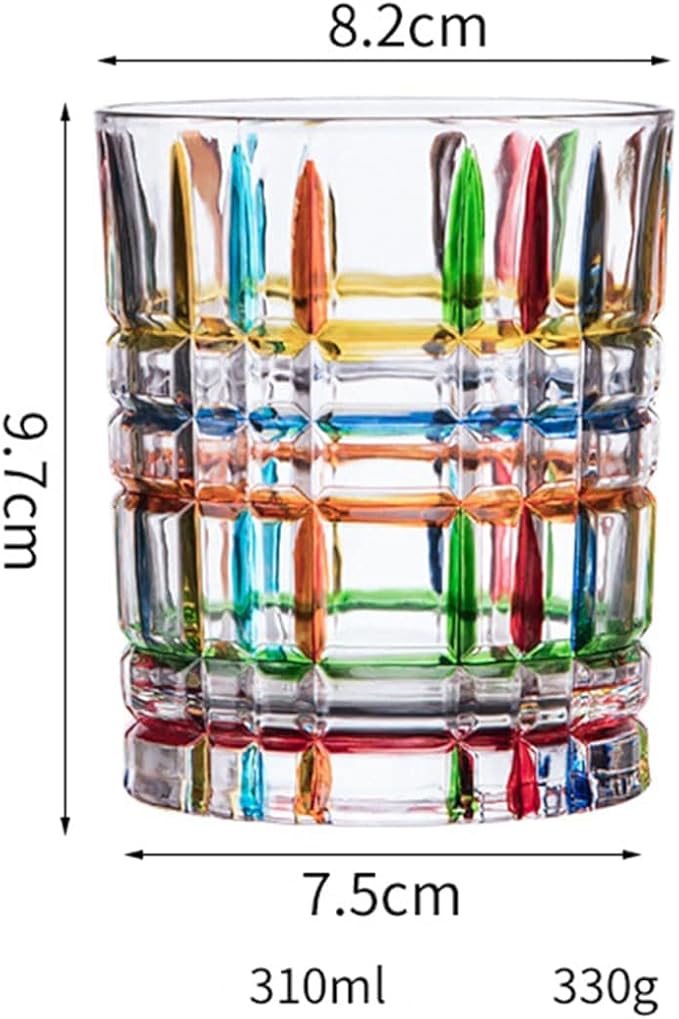 Colorful Drinking Glasses, Hand Painted Colored Water Glasses, Multicolor Water Glasse,Whiskey Wineglass Glasses,Tumbler Glasses (Stripes)