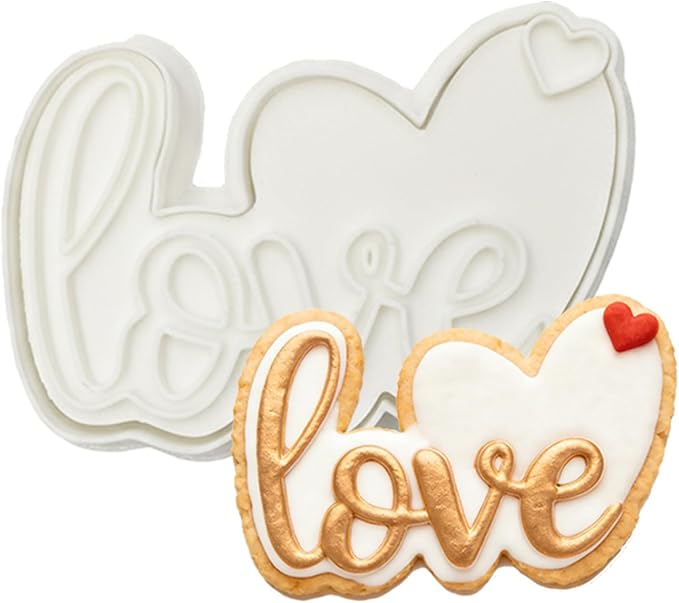Love Cookie Cutters Wedding Cutter Molds Heart 3.5" with Plunger Stamps Baking Dough Tools Cake Shapes PLA Accessories for Birdesmaid Decorative Party Kitchen Supplies