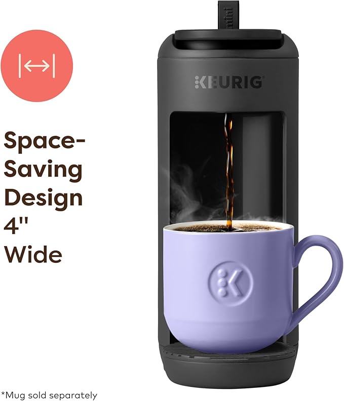 Keurig K-Mini Mate Single Serve K-Cup Pod Coffee Maker, Brews Up to 12 oz Cup, Compact Portable Coffee Machine for Small Spaces, Great for Dorms & Offices, Black