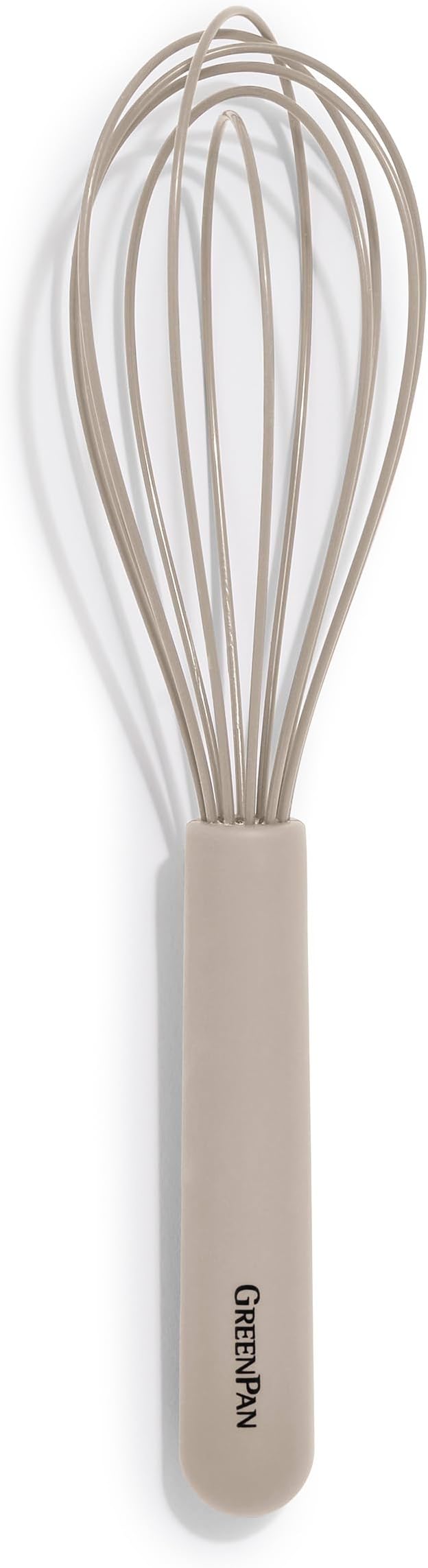 GreenPan Silicone Whisk, Mixing Blending Beating Stirring Cooking Kitchen Utensil, Flexible Rubber Nonstick Cookware, Rigid Steel Core, Heat-Resistant, Anti-Slip Handle BPA-Free Dishwasher Safe, Taupe