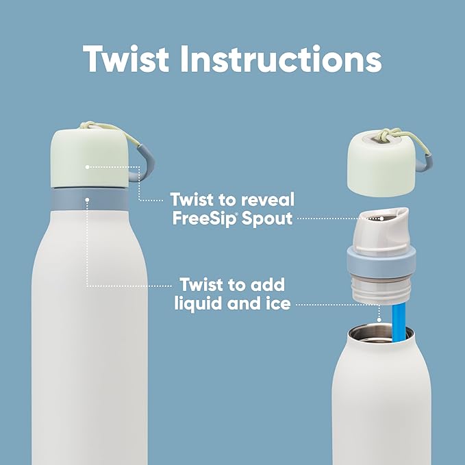 Owala FreeSip Twist Insulated Stainless Steel Water Bottle with Straw for Sports and Travel, BPA-Free, 24-oz, Sweet Pea