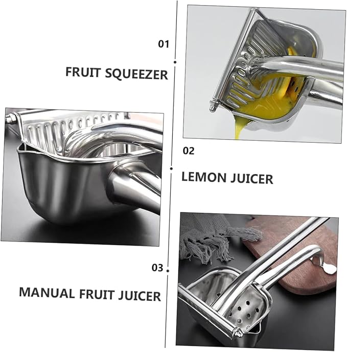 304 Stainless Steel Manual Fruit Squeezer Ergonomic Handheld Juicer for Citrus and Fruits Non-Slip Design for Kitchen Use Easy to Clean