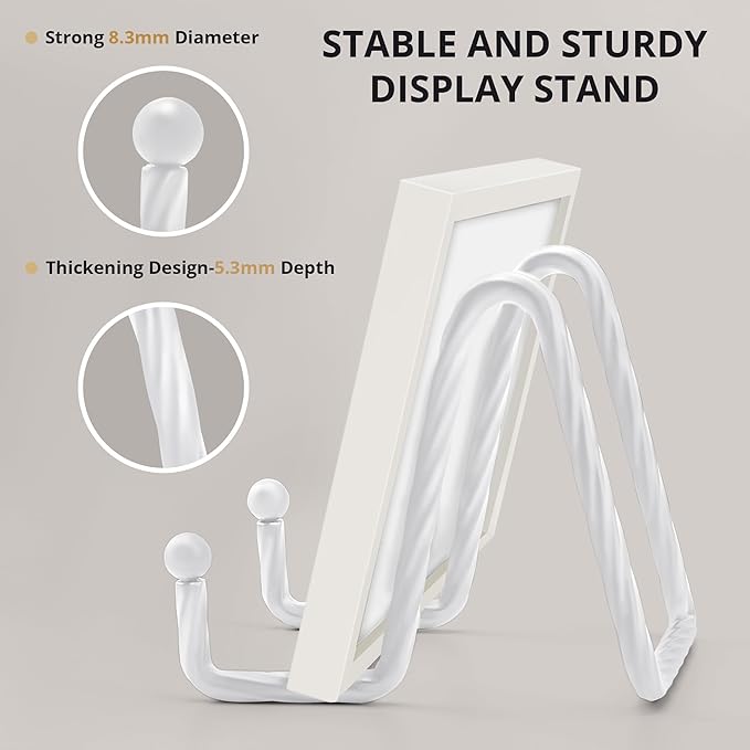 3Inch 3Pack Picture Easels for Display, Metal Decorative Plate Stand, White Picture Holder Stand, Picture Frame Stands for Display, Picture Frame Stand - Plate Display Stands Stand for Sign,Book