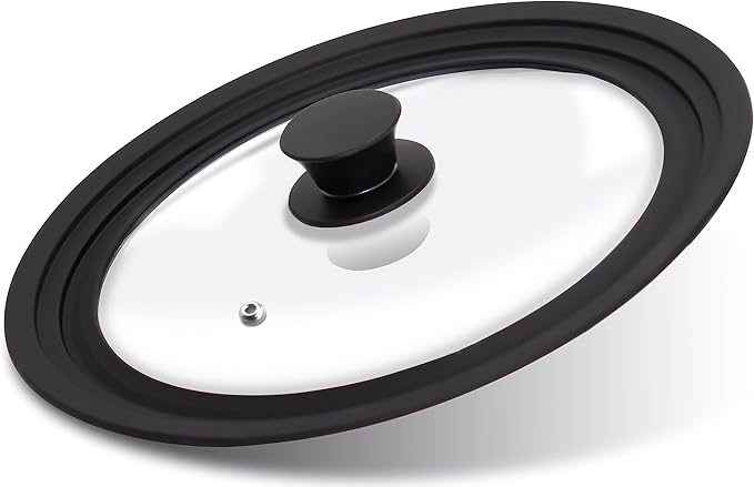 Lerykin Tempered Glass Lid - Universal Lid with Heat Resistant Silicone Rim for Pots, Pans and Skillets - Pan Cover Replacement Lid Fits 11", 12" and 12.5" Diameter Cookware