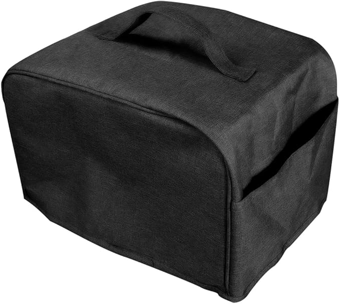 FLR Large 4 Slice Toaster Cover with Pockets, Dust-proof & Oil Proof, Fit Most Large Toasters (Black, 16' x 7.5' x 8')