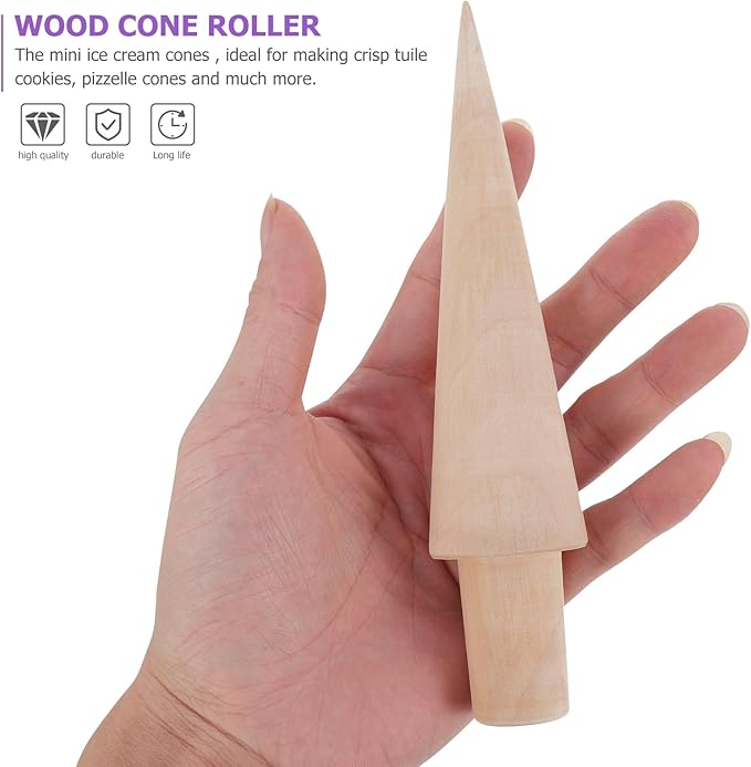 NOLITOY 2pcs Cone Mold Wooden Cream Horn Mold Cannoli Molds for Baking Pastry Molds Cannoli Forms DIY Tools Pizzelle Roller Lady Lock Pastry Horn Acopes Thousand Layer Cake Miss Human Body