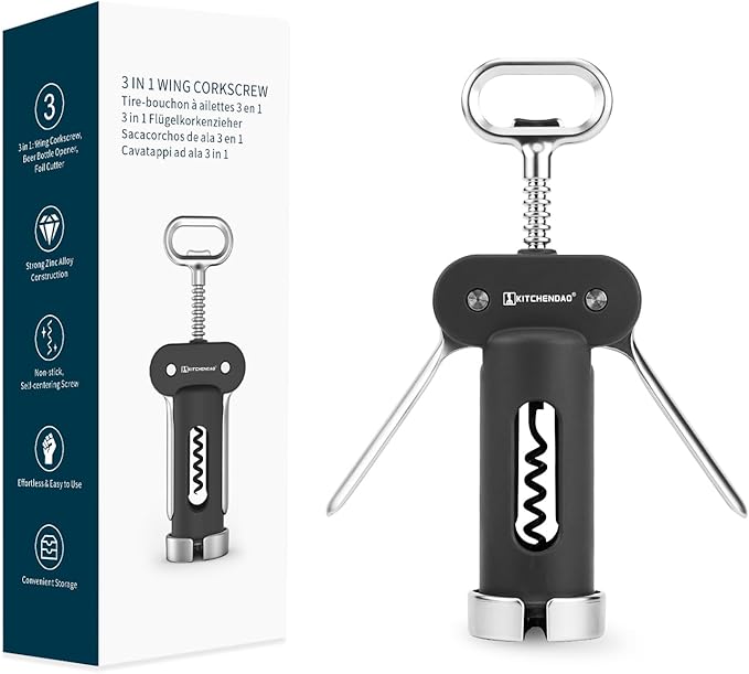 KITCHENDAO Rechargeable Electric Wine Aerator Dispenser and Luxury 3 in 1 Wine Opener with Foil Cutter