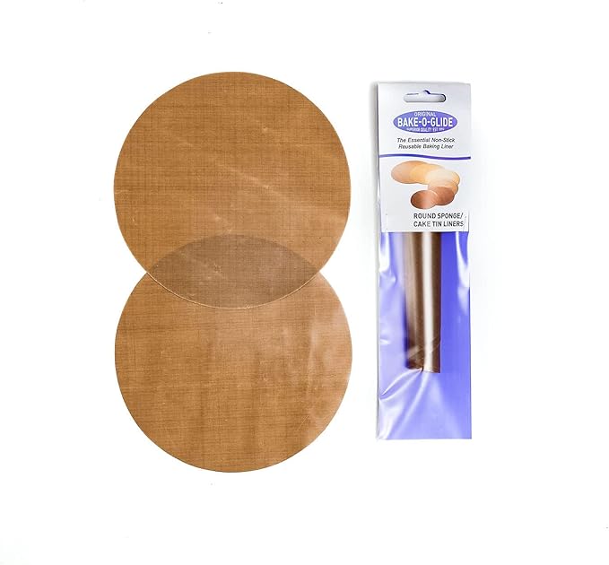 Bake-O-Glide Reusable Non-Stick Pre Cut Circles, Woven Glass Fabric Coated in 100% PTFE, Brown, 7-Inch