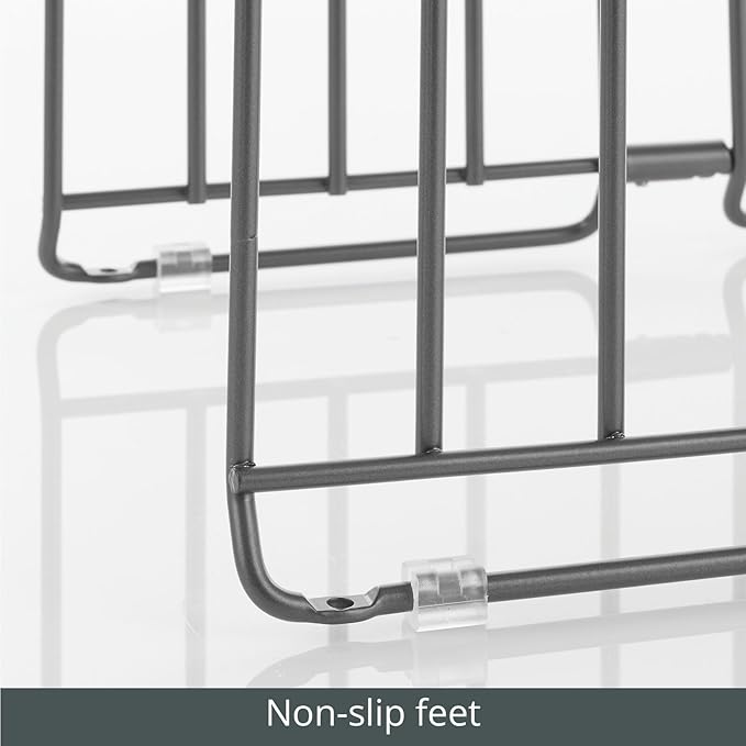 mDesign Large Metal Wire Organizer Rack for Kitchen Cabinet, Pantry, Shelves - Holder with 8 Slots for Baking Sheets, Skillets, Frying Pans, Pots, Lids, Cutting Boards, Appliances - Dark Gray