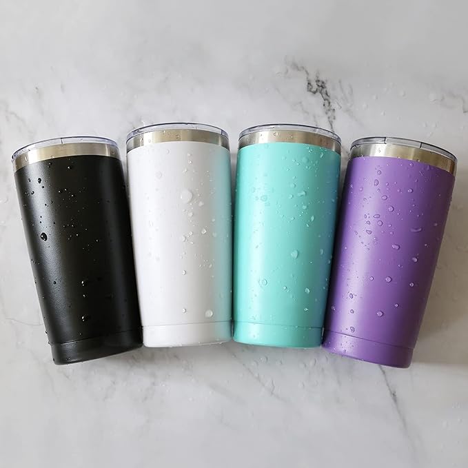 12 pack 20 oz Stainless Steel Insulated Tumbler with Straw and Lid, Double Wall Travel Coffee Mug Vacuum Insulated Bulk Tumbler, Suitable for Vehicle Cup Holders （Assorted Colors）