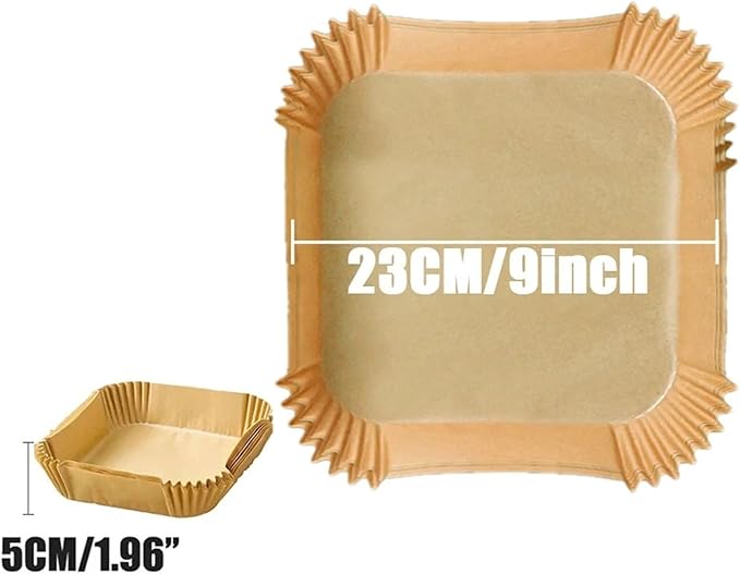 Large Air Fryer Disposable Paper Liners Nonstick 23cm Oven Airfryer Parchment Baking Paper ，Compatible For Ninja，Compatible For COSORI ，Grill Cooking Basket(23cm square,150 Pcs)