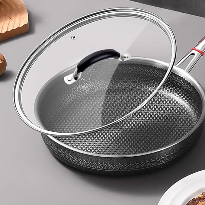 12 Inch Tempered Glass Lid for Lodge 12" Cast Iron Skillets & 7QT Dutch Ovens -Stainless Steel Handle and Rim (12 INCH LID)