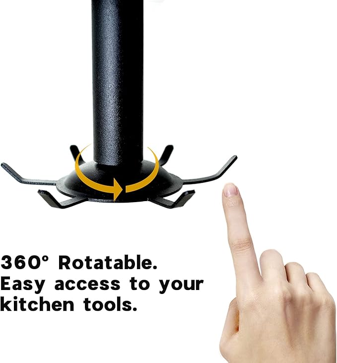 2 Pcs Under Cabinet Metal Utensil Hanger with 6 Rotatable Claws, Top and Wall Mounted Kitchen Lazy Susan for Utensils Rack Hooks Holder