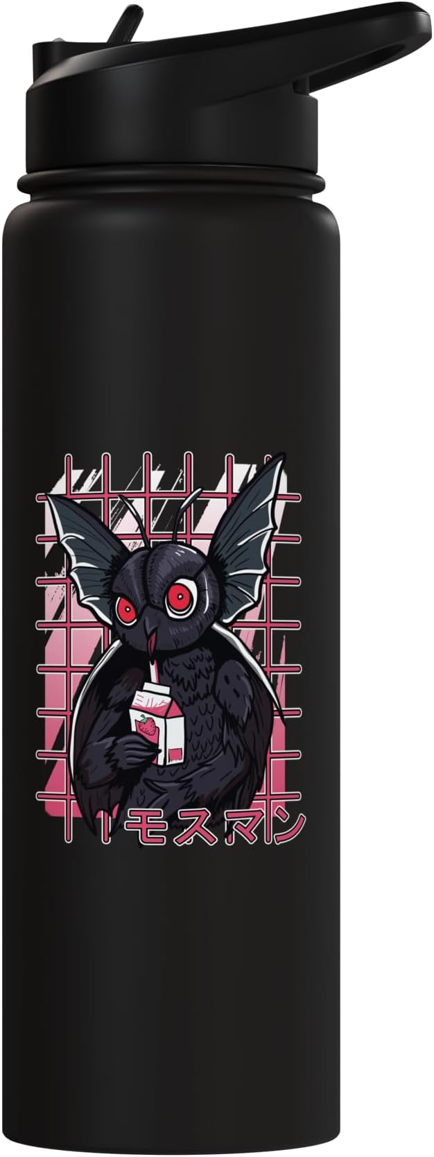 Mothman Kawaii Strawberry Milk Shake Carton Cryptids Stainless Steel Insulated Water Bottle
