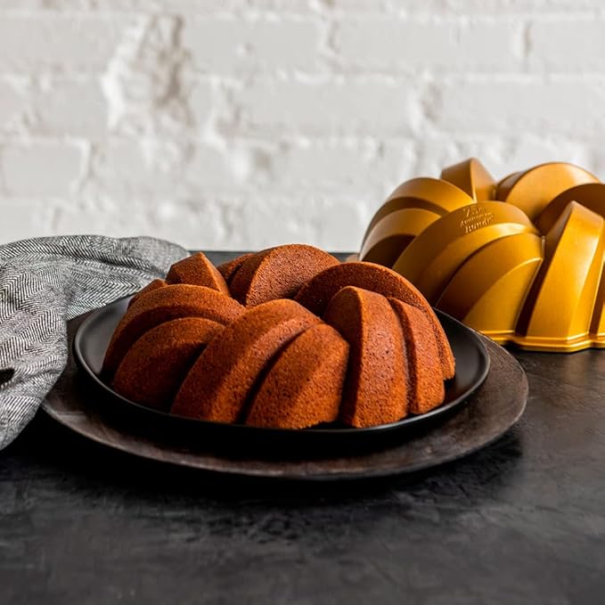Nordic Ware NW 95577 75th Anniversary Braided Rope Bundt Cake Pan, Gold 12 Cup Capacity