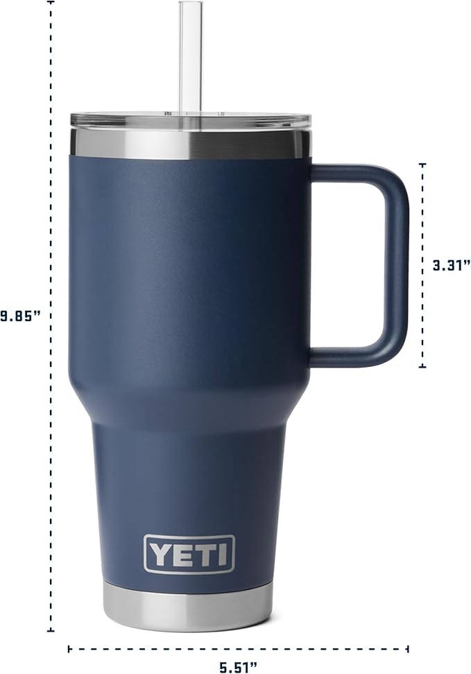 YETI Rambler 35 oz Straw Mug 2.0 - Double-Wall Vacuum Insulation for Cold Beverages – Dishwasher Safe – Cupholder Compatible – Reusable Straw – Comfortable Grip Handle – Travel Mug - Black