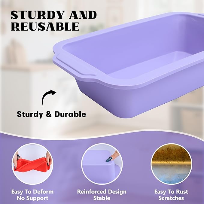 Bread Pans for Homemade Bread：9.5 x 5 Inch Silicone Loaf Pan for Baking with Metal Frame - Nonstick Banana Loaf Tin Tray for Sandwich Sourdough Pumpkin Sour Dough - for Oven Kitchen Home Baker