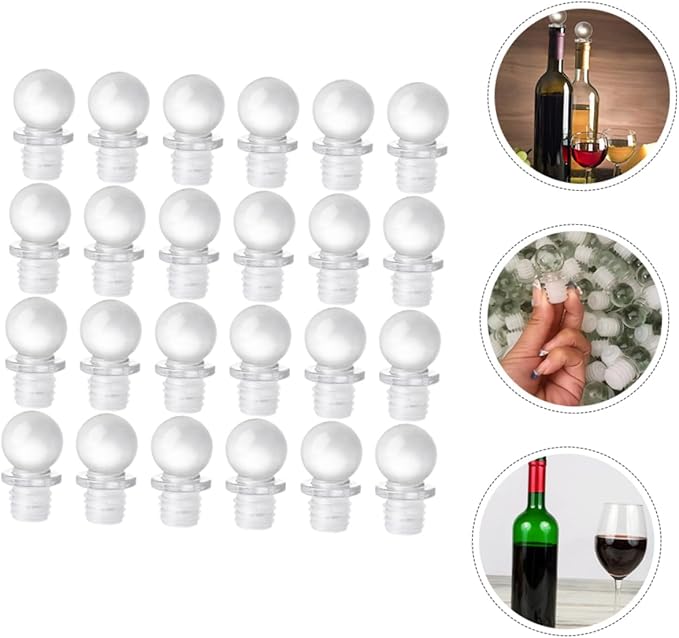 24pcs Glass Ball Wine Stopper Aroma Container Stoppers for Tasting Party Supplies