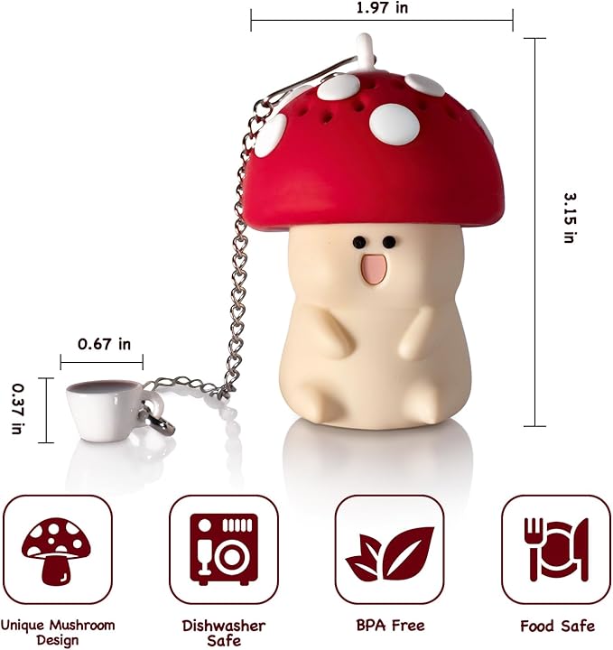 Mushroom Tea Infuser Tea Strainers For Loose Tea Cute Tea Infuser Tea Accessories For Tea Lovers Cute Kitchen Accessories Mushroom Gifts