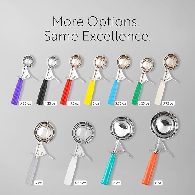 Restaurantware 1.75 Ounce Portion Scoop, 1 Trigger Release Stainless Steel Cookie Scoop - With Red Handle, Stainless Steel Disher, For Portion Control, Cookie Dough, Cupcake Batter, Or Ice Cream