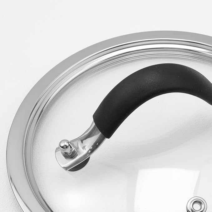 HEVSTIL 6.5 Inch Tempered Glass Lid with Silicone Stainless Steel Handle, Vented Skillet Cover for Frying Pan, Lodge Cast Iron Skillet